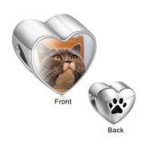 Personalized Charms Photo Heart Beads for Women Dog Cat Pet Paw Beads