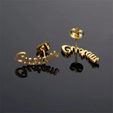 Custom Name Frosted Earrings Stainless Steel Women's Studs