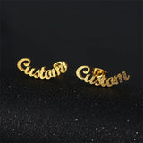 Custom Name Frosted Earrings Stainless Steel Women's Studs