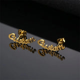 Custom Name Frosted Earrings Stainless Steel Women's Studs