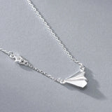 Childhood Paper Airplane Pendant Necklace 925 Sterling Silver