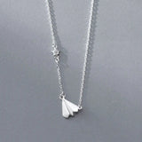 Childhood Paper Airplane Pendant Necklace 925 Sterling Silver