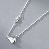 Childhood Paper Airplane Pendant Necklace 925 Sterling Silver