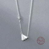 Childhood Paper Airplane Pendant Necklace 925 Sterling Silver
