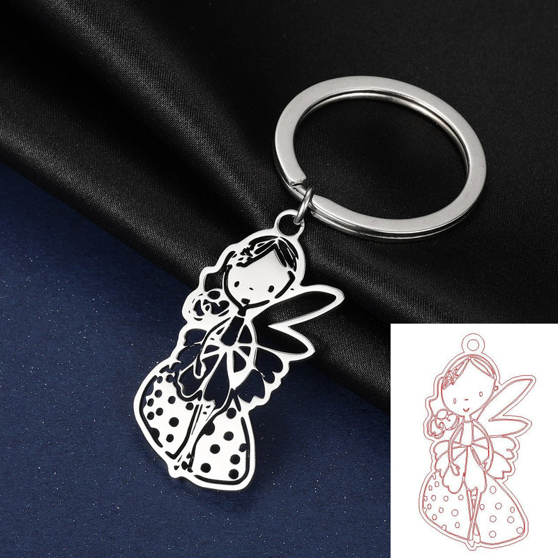 Custom Kids Drawing Key Chain Hand Painted Keychain
