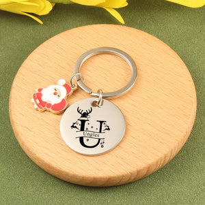 Personalized Christmas Name Initial Keychain Gift for Families