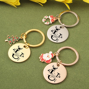 Personalized Christmas Name Initial Keychain Gift for Families