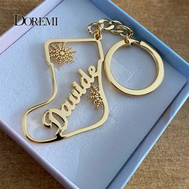 Personalized Christmas Name Keychain with Tassel Xmas Gift