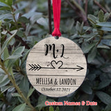 Personalized Christmas Ornament with Names & Date for Couple Lover