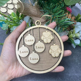Personalized Family Name Wooden Tree Ornaments for Christmas