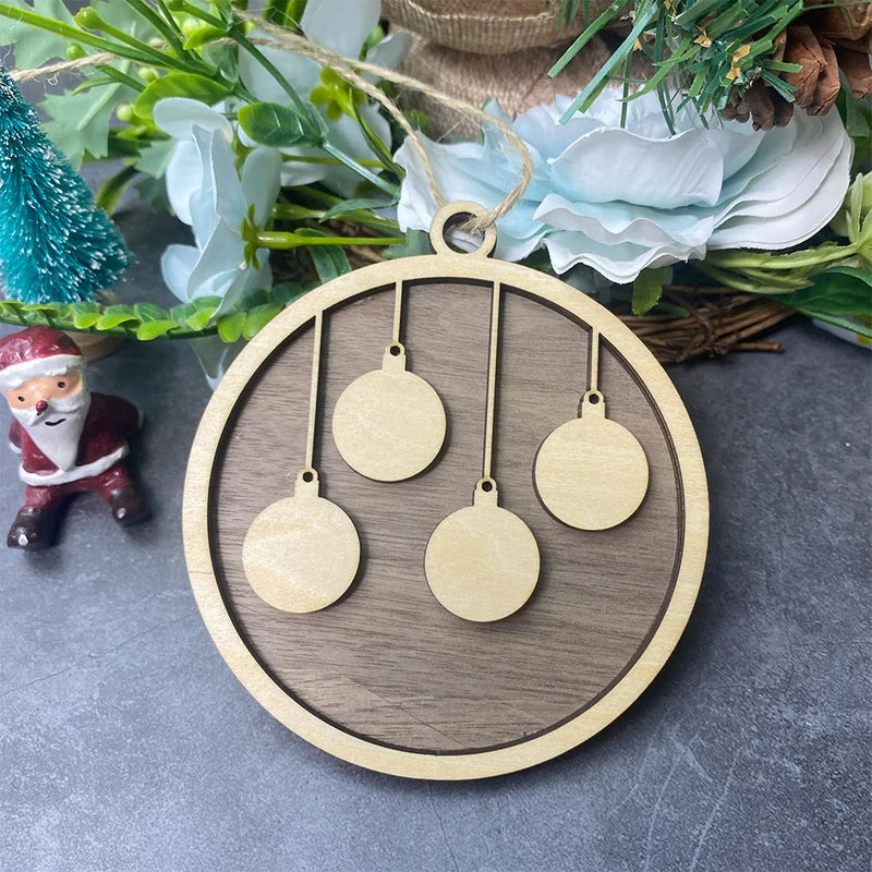 Personalized Family Name Wooden Tree Ornaments for Christmas
