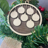 Personalized Family Name Wooden Tree Ornaments for Christmas