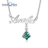 Personalized Christmas Tree Nameplate Necklace Snowflake Pendant Xmas