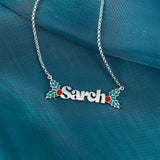 Personalized Christmas Tree Nameplate Necklace Snowflake Pendant Xmas
