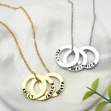 Personalized Circle Name Necklace Engraved Names Customized Jewelry