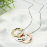 Personalized Circle Name Necklace Engraved Names Customized Jewelry