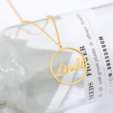 Personalized Circle Name Necklace for Women Stainless Steel Choker Jewelry Gift