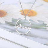 Personalized Circle Name Necklace for Women Stainless Steel Choker Jewelry Gift