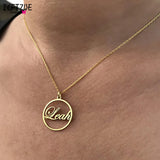 Personalized Circle Name Necklace for Women Stainless Steel Choker Jewelry Gift