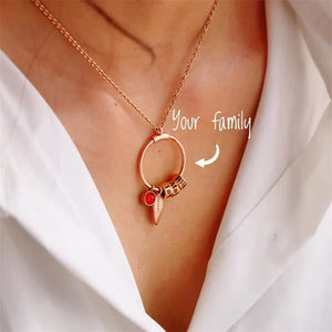 Personalized Circle Pendant Necklace Stainless Steel