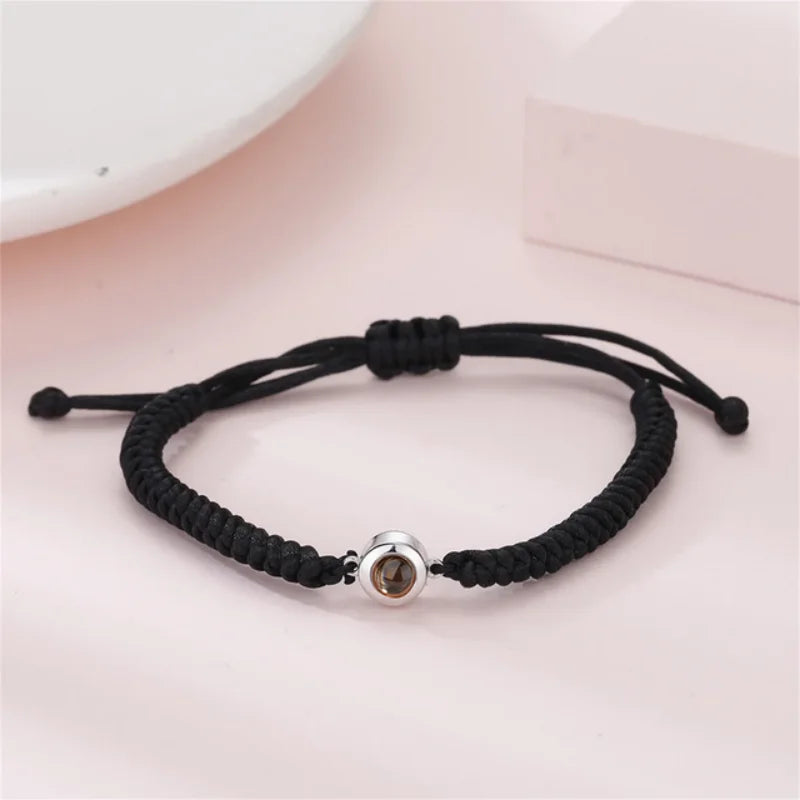 Custom Circle Photo Projection Bracelet Couples Gift Jewelry