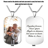 Custom Photo Stainless Steel Heart Necklace with Engraved Message