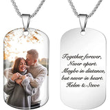 Custom Photo Stainless Steel Heart Necklace with Engraved Message