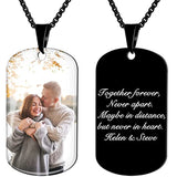 Custom Photo Stainless Steel Heart Necklace with Engraved Message