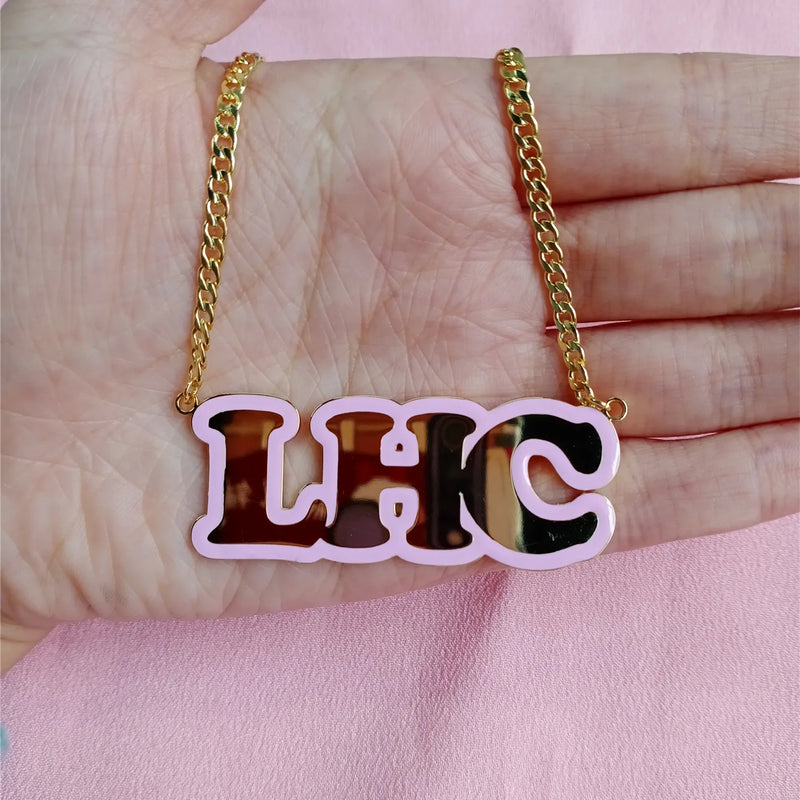 Colorful Stainless Steel Necklace Letter Name Pendant