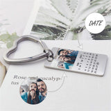 Personalized Photo Calendar Keychain Love Date Heart Engrave Family Gift
