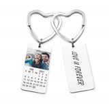 Personalized Photo Calendar Keychain Love Date Heart Engrave Family Gift