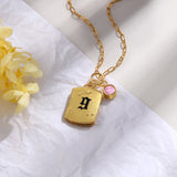 Personalized Constellation Necklace Lucky Number & Stones Pendant Necklaces