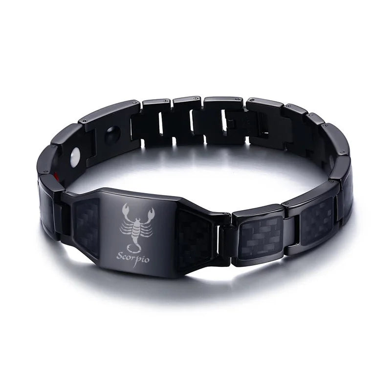 Sagittarius Zodiac Stainless Steel Men Bracelet Bio Therapy