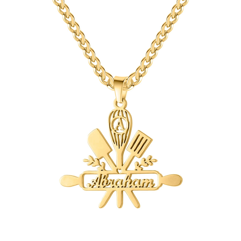 Custom Cooking Name Pendant Necklace Stainless Steel Jewelry