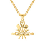 Custom Cooking Name Pendant Necklace Stainless Steel Jewelry