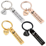 Personalized Coordinates Keychain, Custom Name Keyring