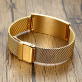 Personalized Couple Bracelet Stainless Steel Mesh Bangle Set