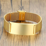 Personalized Couple Bracelet Stainless Steel Mesh Bangle Set