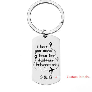 Personalized Couple Keychain Photo Initials Long Distance Relationship