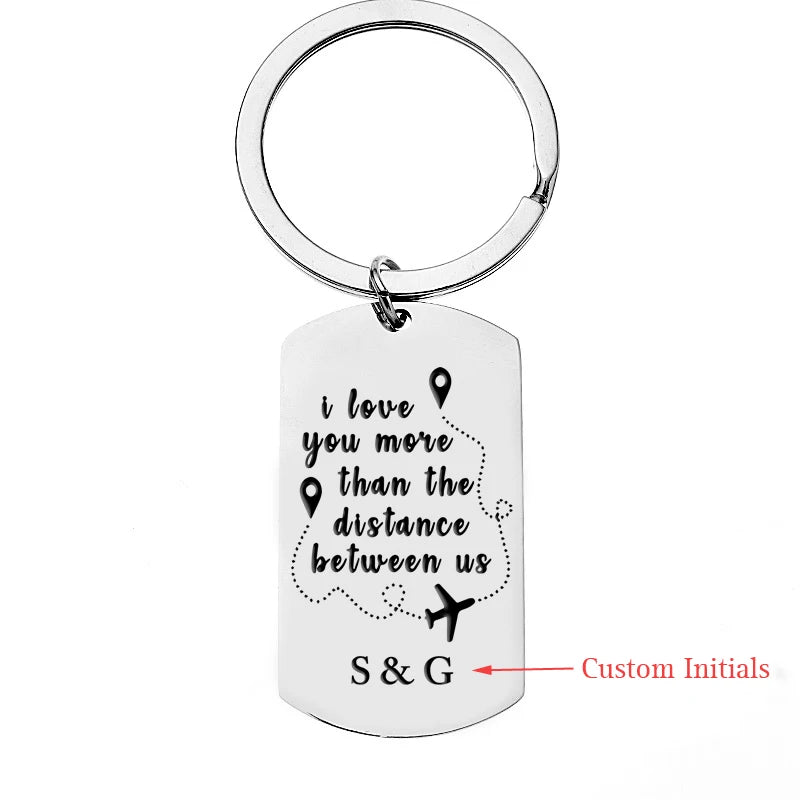 Personalized Couple Keychain Photo Initials Long Distance Relationship