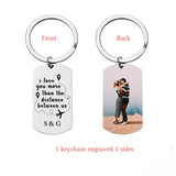 Personalized Couple Keychain Photo Initials Long Distance Relationship