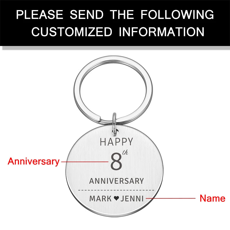 Couple Keychain with Personalized Names - Anniversary Gift