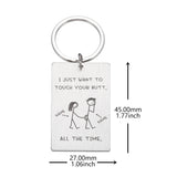 Personalized Couple Keychain Engraved Name Touch Your Butt Love Gift
