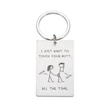 Personalized Couple Keychain Engraved Name Touch Your Butt Love Gift