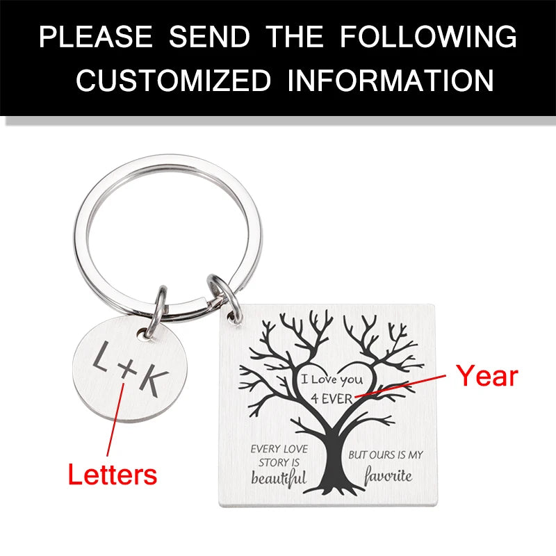 Personalized Couple Keychain Valentines Lover Gift For Boyfriend Girlfriend