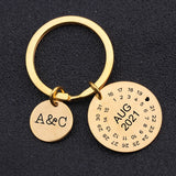 Personalized Couple Lover Gift Keychain Initial Date Calendar Keyring