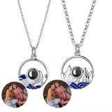 Personalized Couple Projection Necklace Set Mountains and Sea Gift