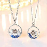 Personalized Couple Projection Necklace Set Mountains and Sea Gift