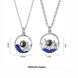 Personalized Couple Projection Necklace Set Mountains and Sea Gift