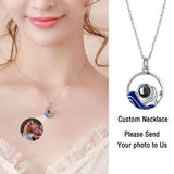 Personalized Couple Projection Necklace Set Mountains and Sea Gift